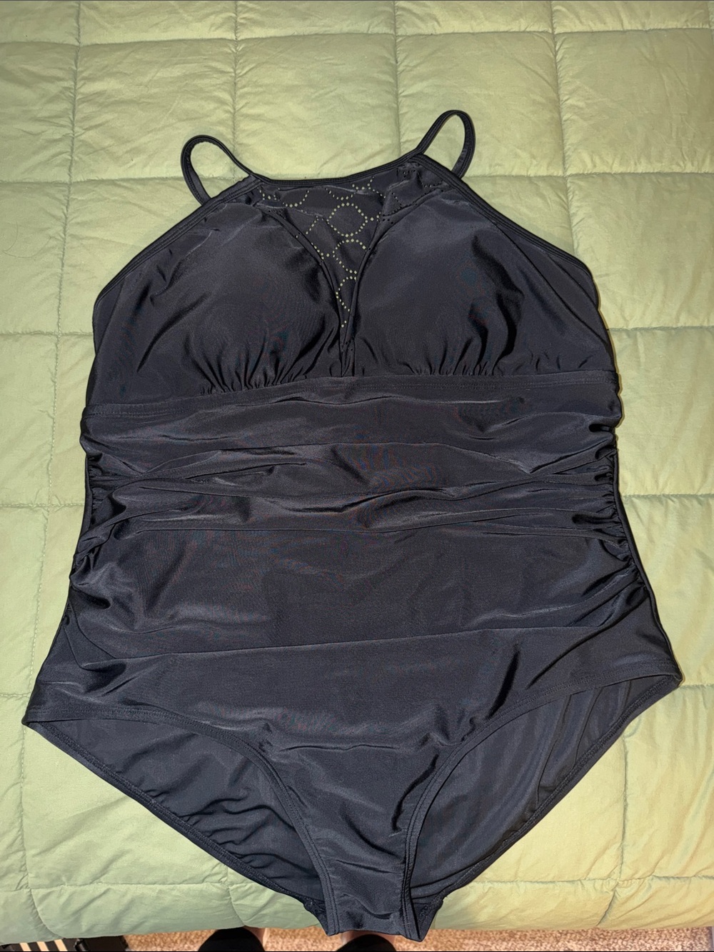 Ava & Viv Black One-Piece Swimsuit with Mesh Detail NWOT